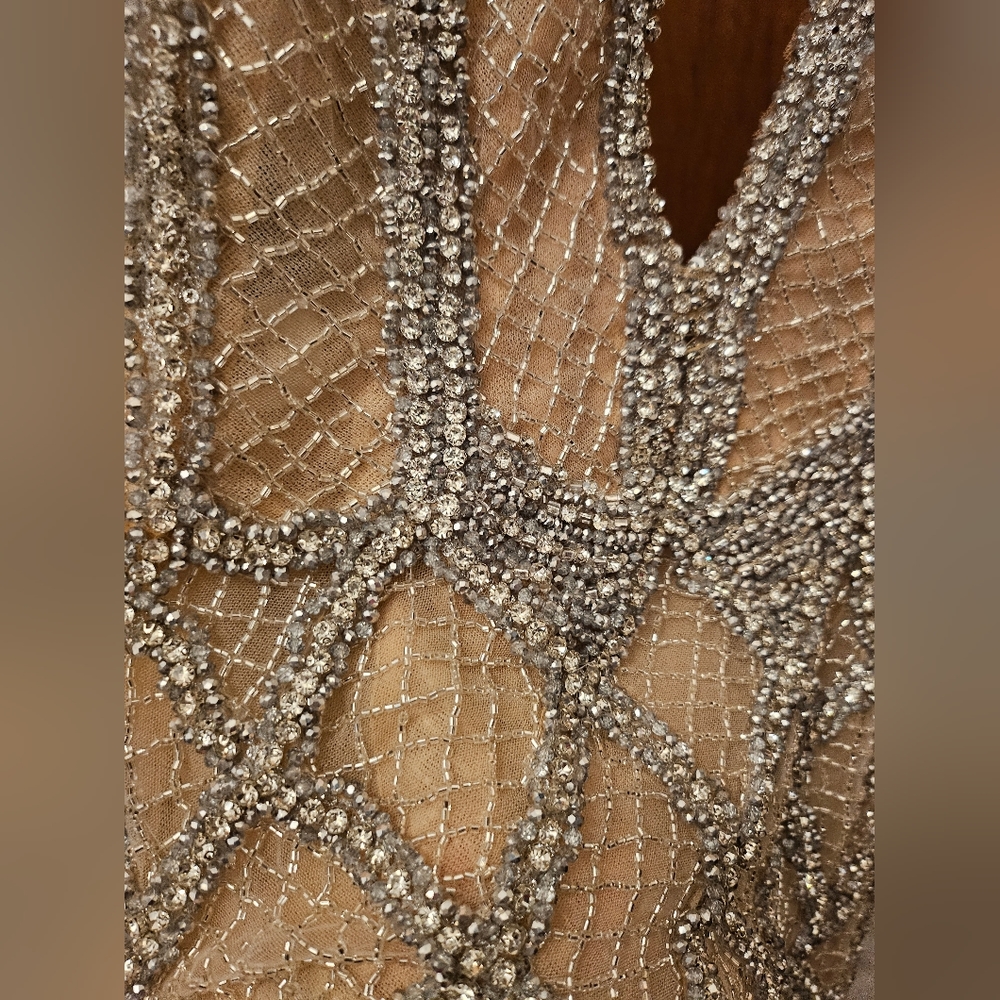 Glamorous Silver Beaded Mini Dress - Picture 4 of 5